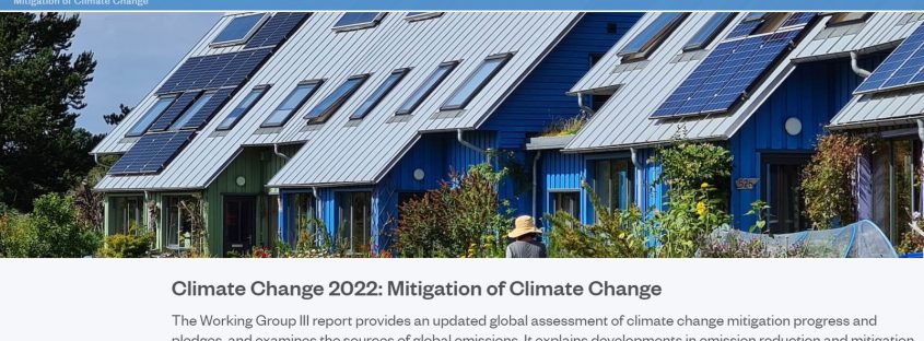 Screen dump of IPCC web page